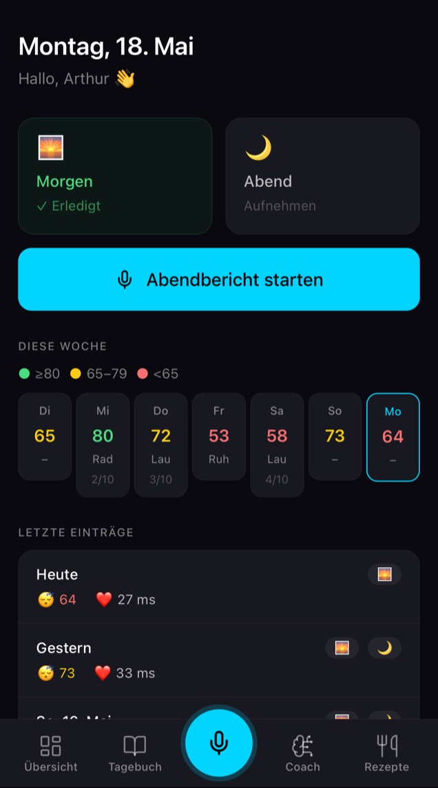Tagebuch mit Morgen- und Abendbericht